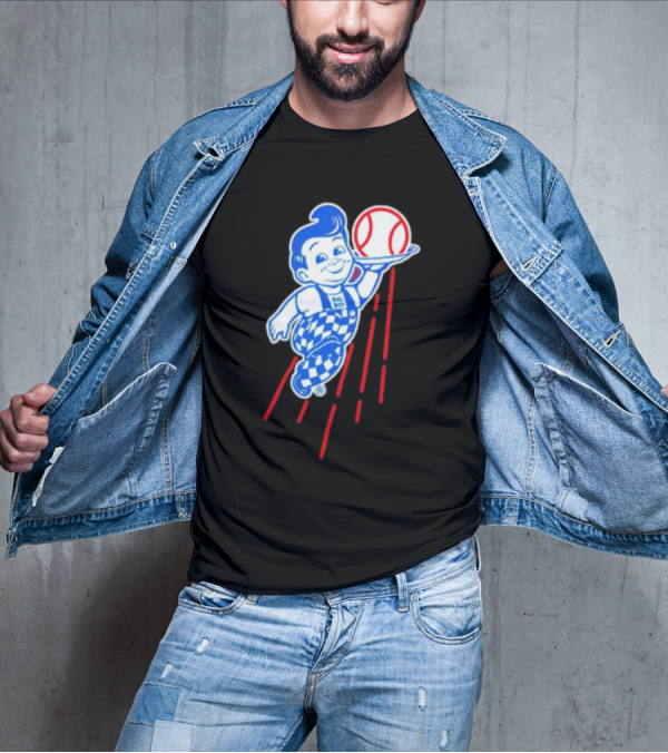 Big Boy Baseball Los Angeles Dodgers Checker Overalls Red Stripes T-Shirt