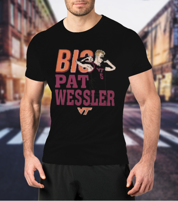 Big Pat Wessler VT Hokies Player Cartoon T-Shirt