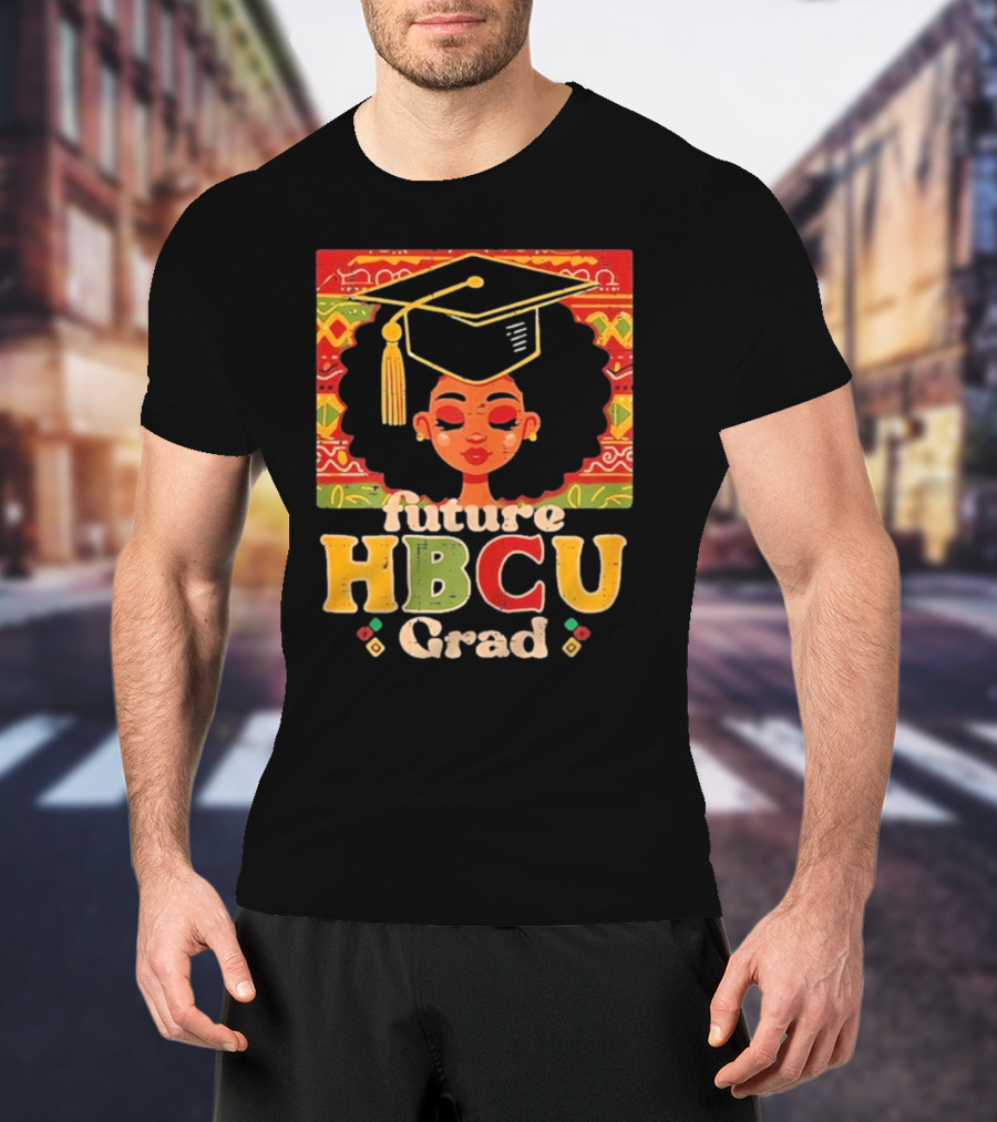 Future HBCU Grad Graduation Cap Afrocentric Pattern T-Shirt