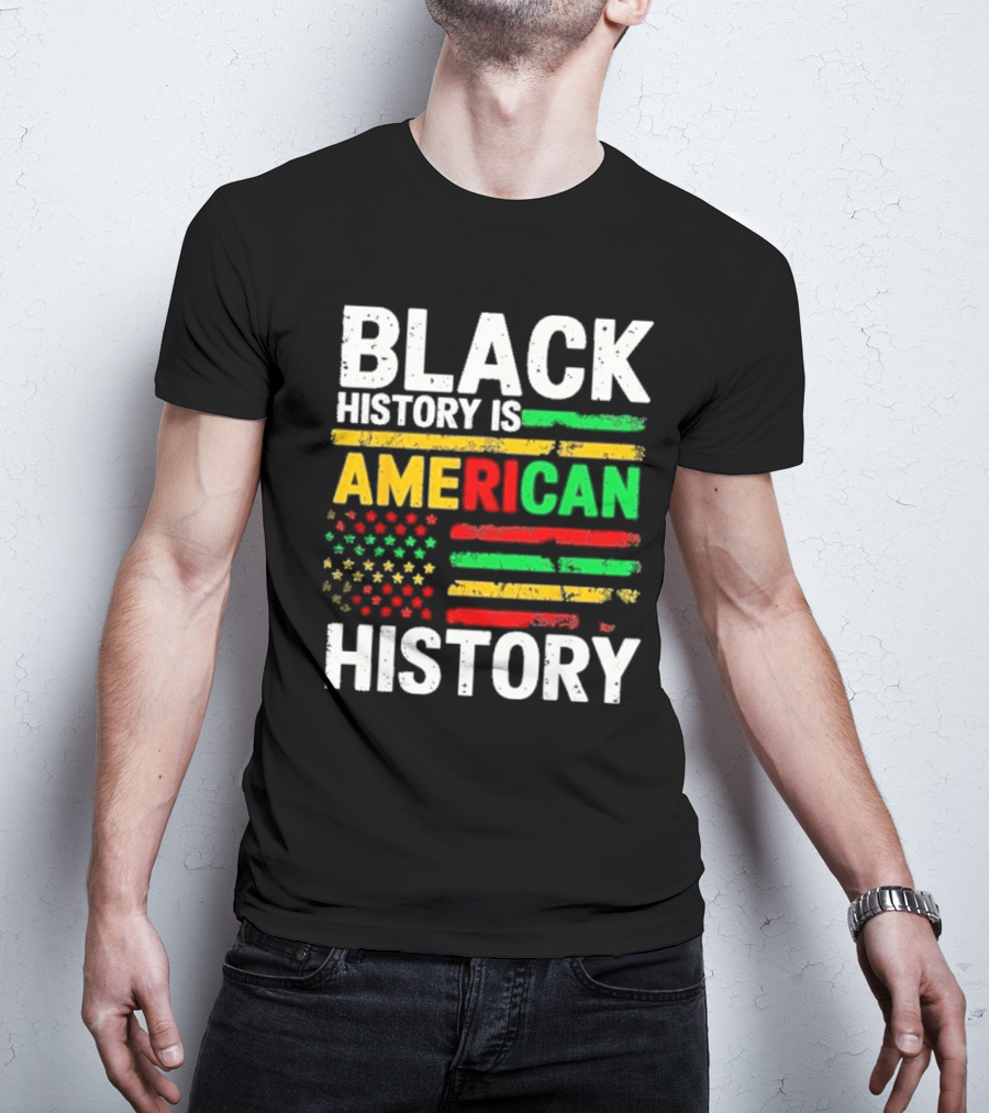 Black History Is American History Vintage Flag Design T-Shirt