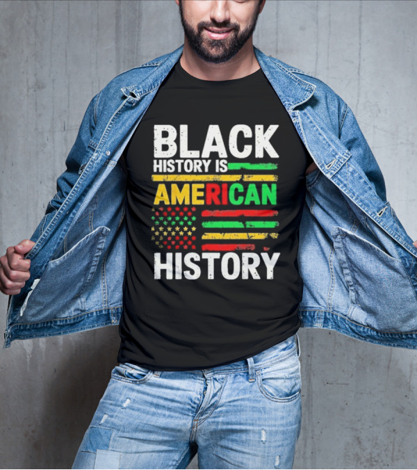 Black History Is American History Vintage Flag Design T-Shirt