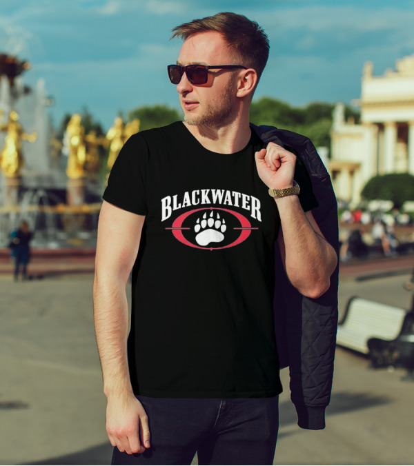 BLACKWATER Paw Print Symbol Red Oval Men's T-Shirt