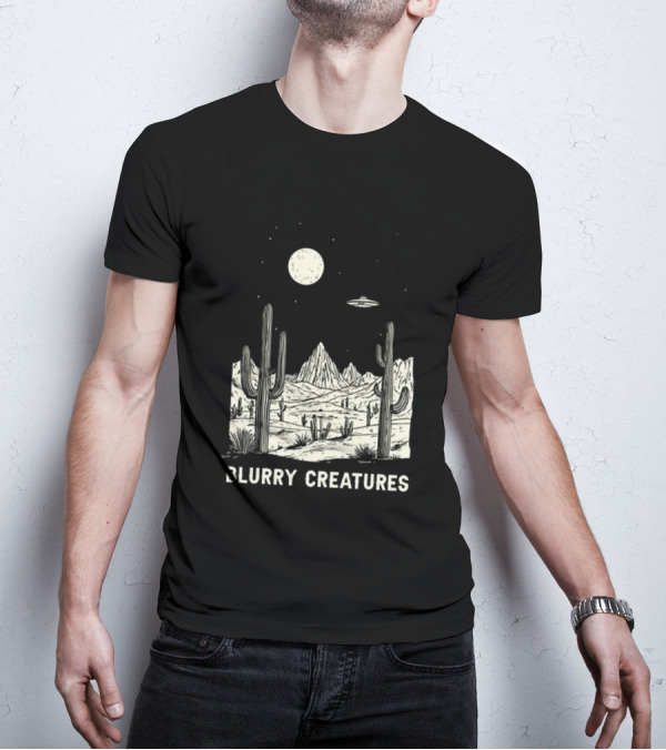 Blurry Creatures Desert Nights UFO Cactus Moon T-Shirt