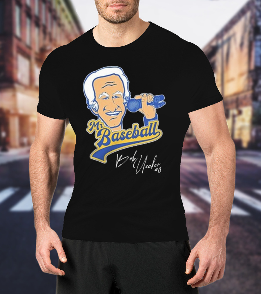 Mr Baseball Bob Uecker UECK Microphone Illustration T-Shirt