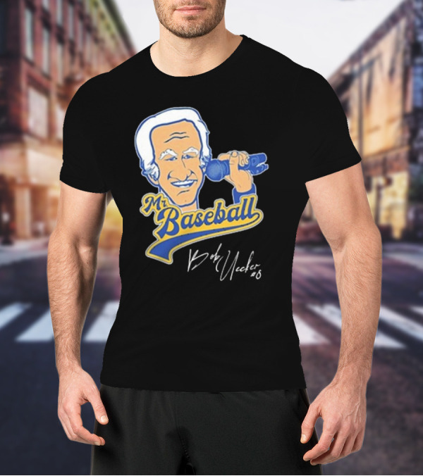 Mr Baseball Bob Uecker UECK Microphone Illustration T-Shirt