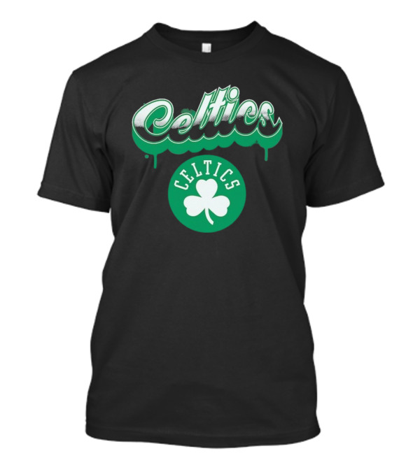 Boston Celtics Bubbly Script Green Clover Emblem T-Shirt