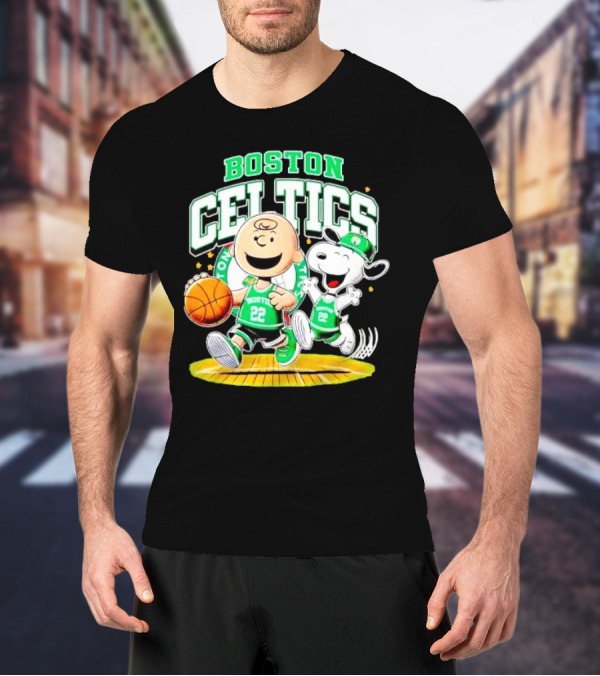 Boston Celtics Charlie Brown Snoopy Basketball Fan Fun T-Shirt