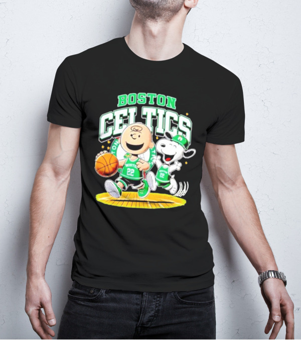 Boston Celtics Charlie Brown Snoopy Basketball Fan Fun T-Shirt