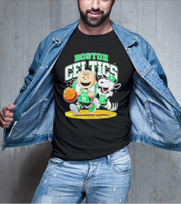 Boston Celtics Charlie Brown Snoopy Basketball Fan Fun T-Shirt