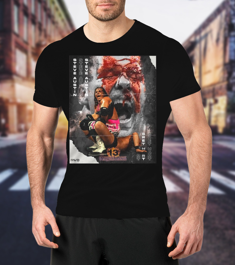 Bret Hart Vs Stone Cold Steve Austin 13 Wrestlemania WWE Vintage T-Shirt