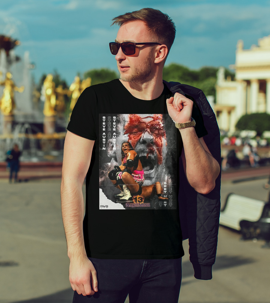 Bret Hart Vs Stone Cold Steve Austin 13 Wrestlemania WWE Vintage T-Shirt