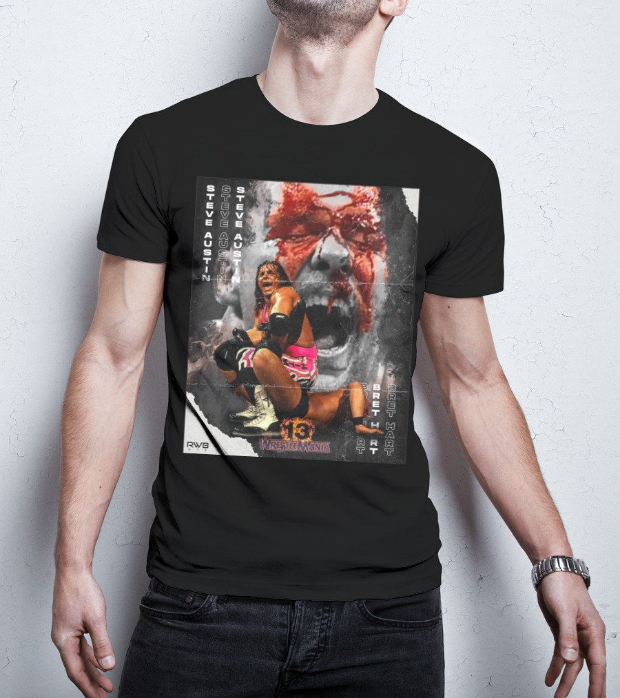 Bret Hart Vs Stone Cold Steve Austin 13 Wrestlemania WWE Vintage T-Shirt
