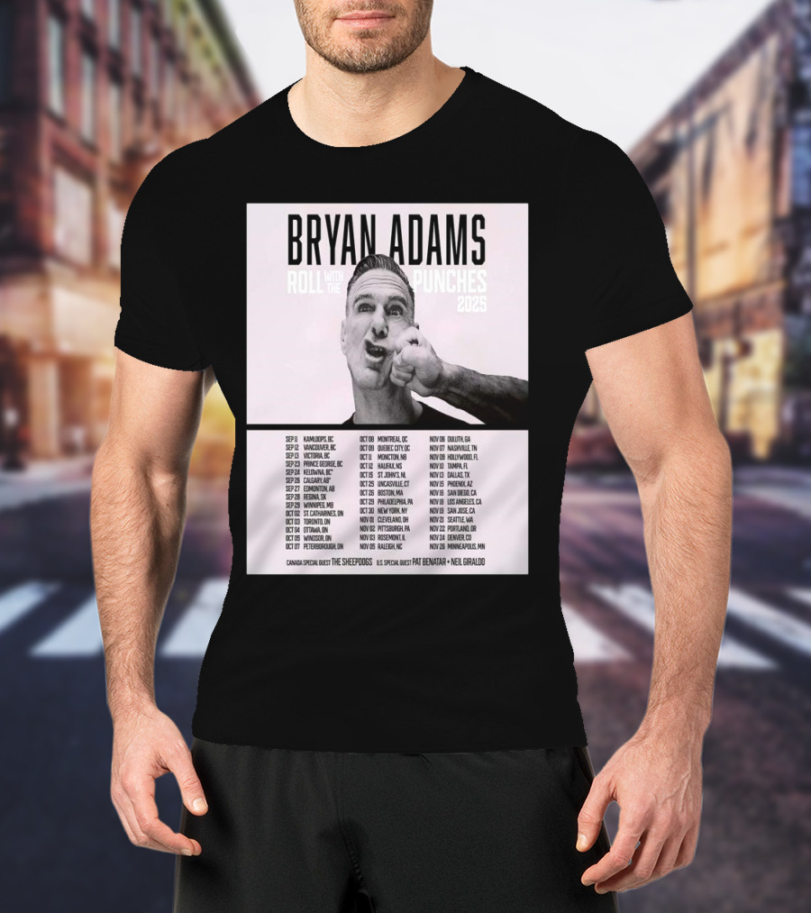 Bryan Adams Roll With The Punches 2025 North America Tour T-Shirt