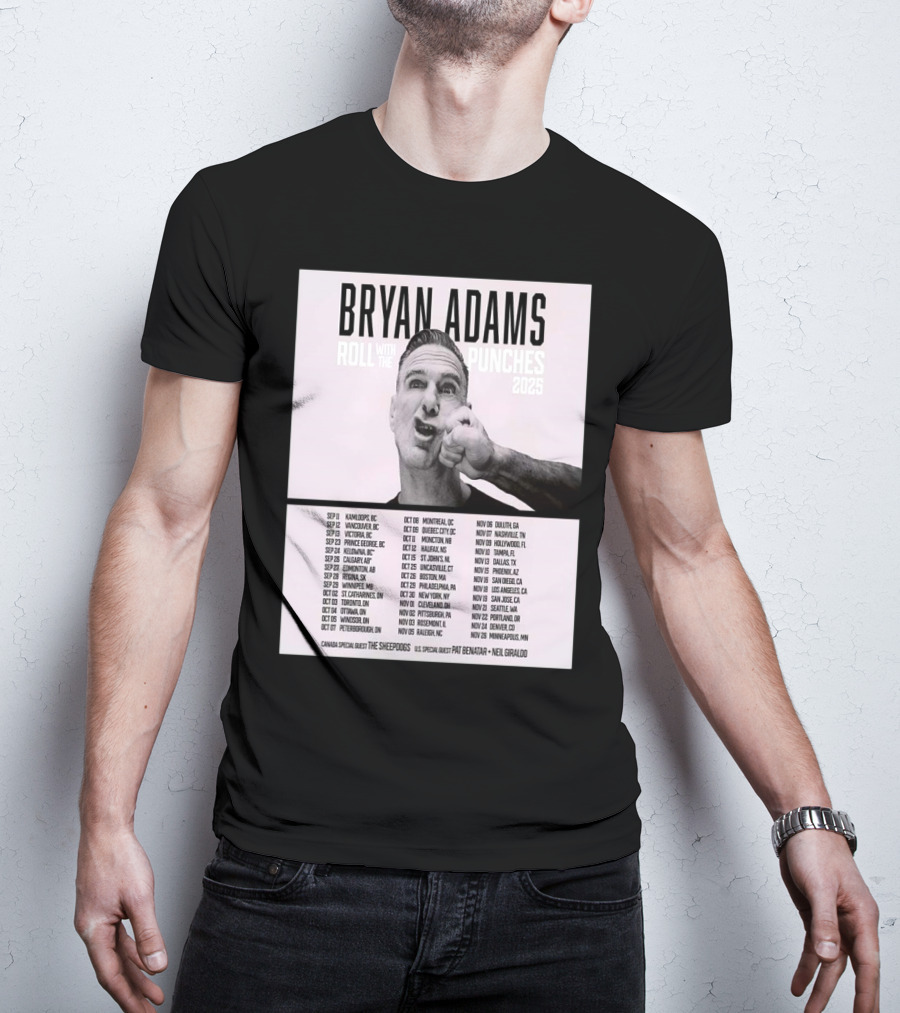 Bryan Adams Roll With The Punches 2025 North America Tour T-Shirt