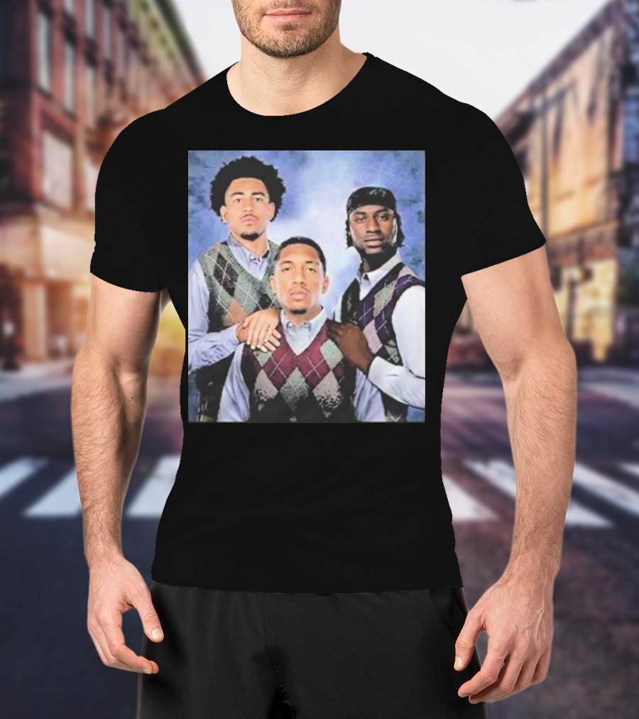 Bryce Young Chuba Hubbard Xavier Legette Vintage Argyle Sweater Step Brothers Look T-Shirt