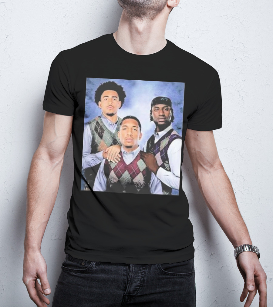 Bryce Young Chuba Hubbard Xavier Legette Vintage Argyle Sweater Step Brothers Look T-Shirt