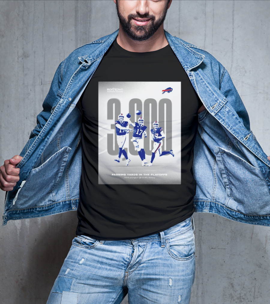 Buffalo Bills 3000 Passing Yards In The Playoffs Third-Youngest QB In NFL History T-Shirt