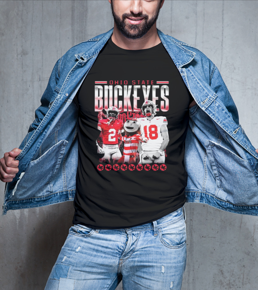 Caleb Downs X Will Howard Ohio State Buckeyes Mascot Graphic T-Shirt