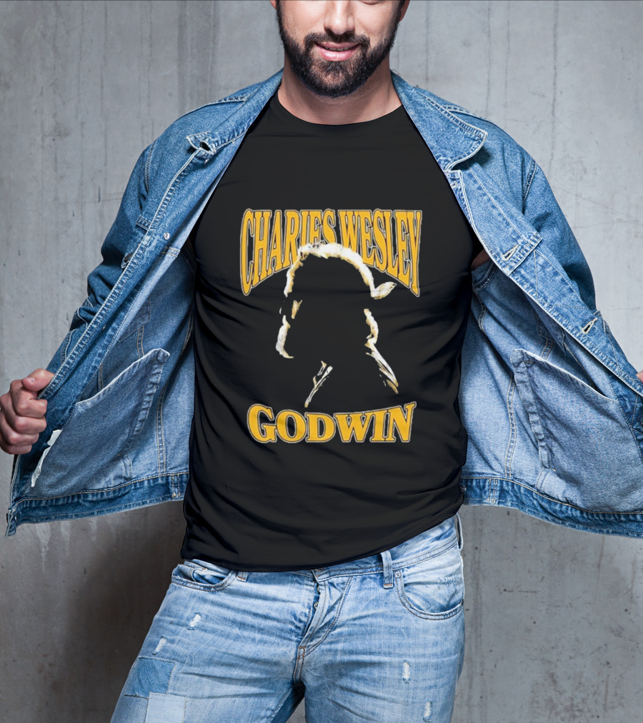 Charles Wesley Godwin CWG Silhouette Bold Yellow Text T-Shirt
