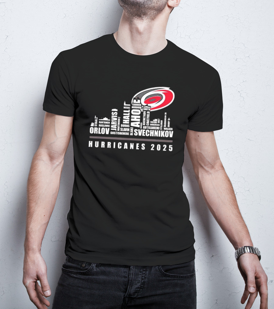 Carolina Hurricanes 2025 Players Names City Skyline T-Shirt