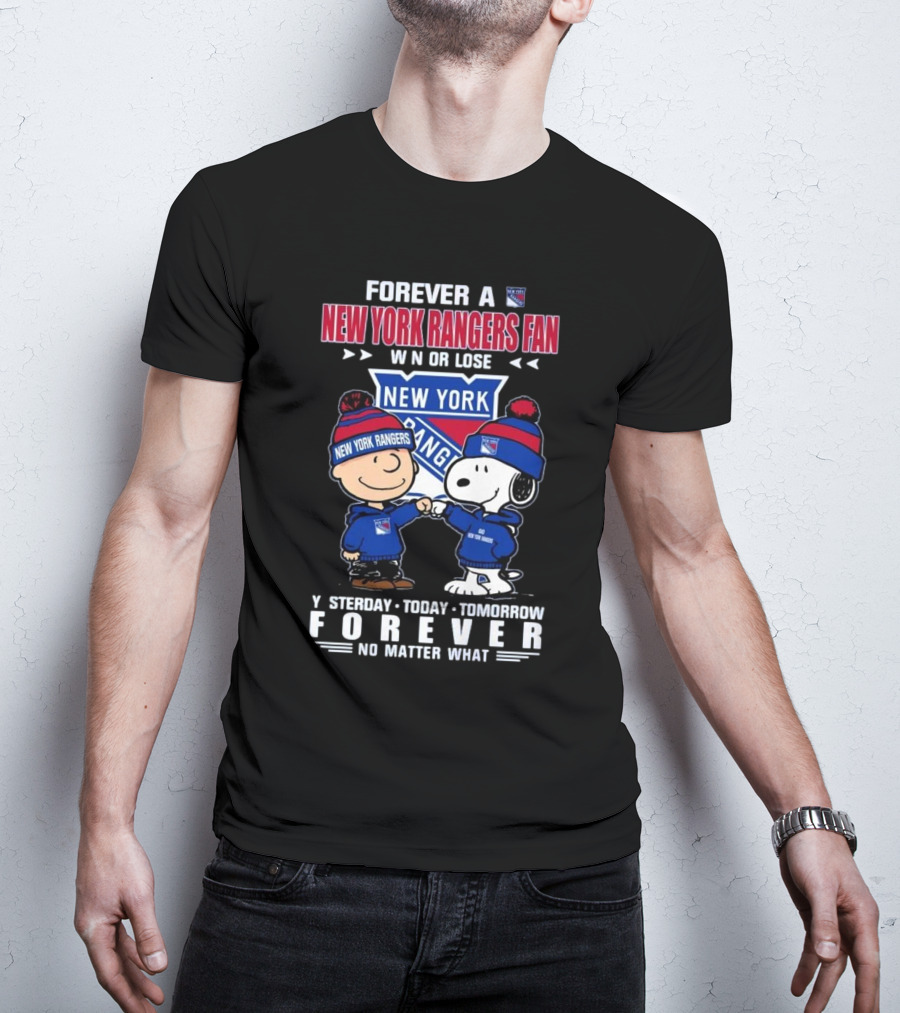 Charlie Brown And Snoopy Forever A New York Rangers Fan Win Or Lose Yesterday Today Tomorrow Forever T-Shirt