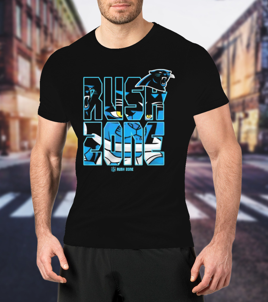 Carolina Panthers NFL Rush Zone Cartoon Football Logo T-Shirt