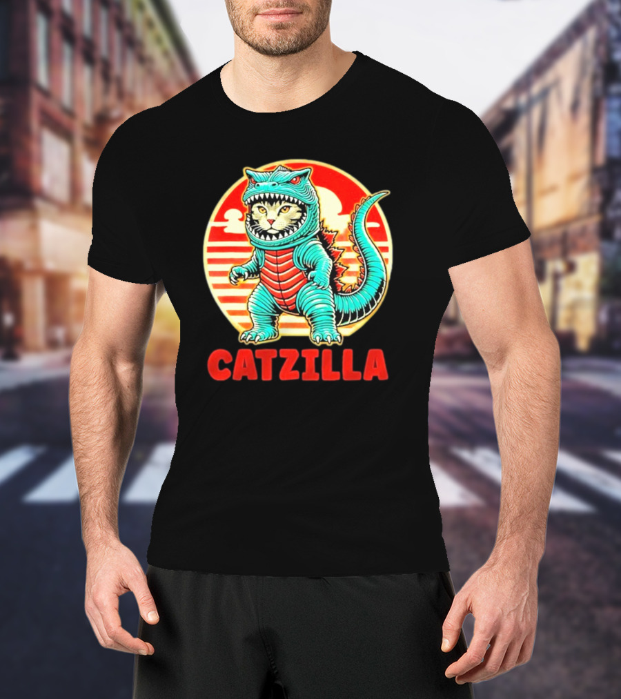 Cat Catzilla Cat Mom Cat Dad T-Shirt