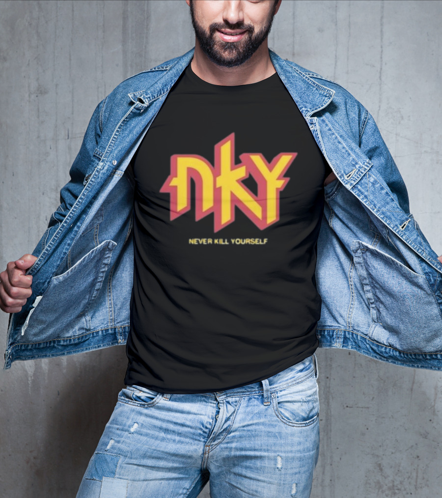 Christopher M Lafon Wearing Nyk Never Kill Yourself T-Shirt