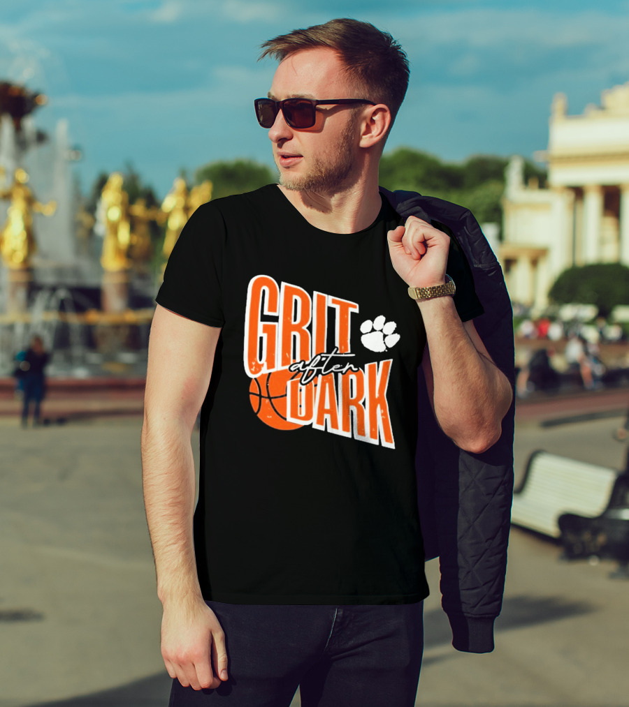 Clemson Tigers Grit After Dark Basketball With Paw Icon T-Shirt