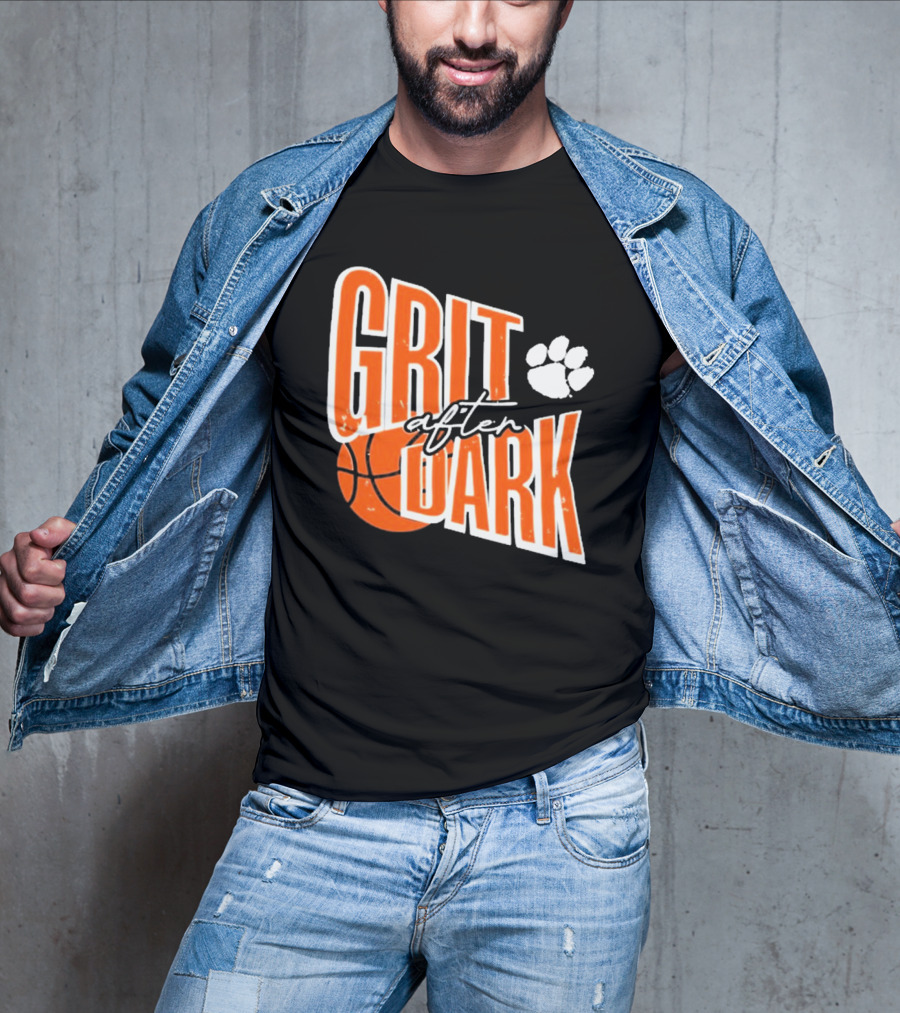 Clemson Tigers Grit After Dark Basketball With Paw Icon T-Shirt