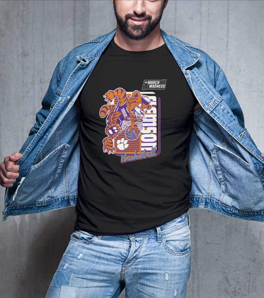 Clemson Basketball March Madness Dunking Tiger Mascot T-Shirt