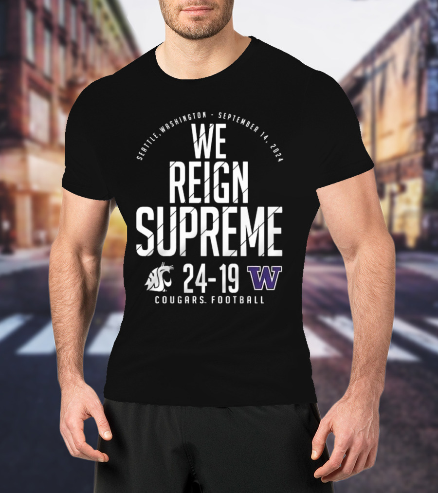 Crimson Washington State Cougars Vs. Washington Huskies Score T-Shirt