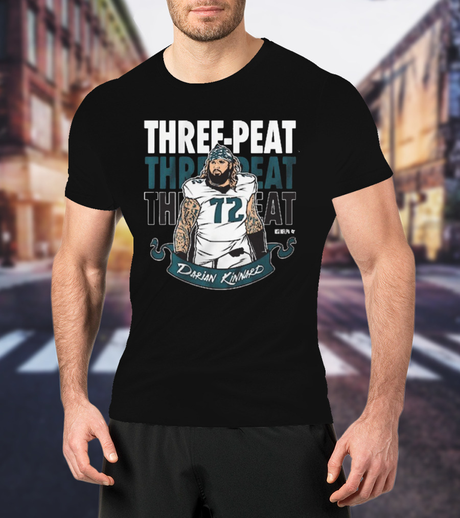 Darian Kinnard Three-Peat Philadelphia Eagles NFL Football T-Shirt