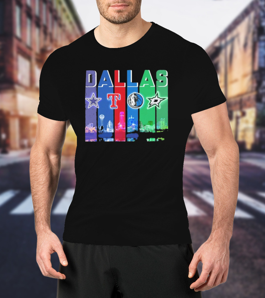 Dallas Retro Skyline Sports Teams Logo T-Shirt