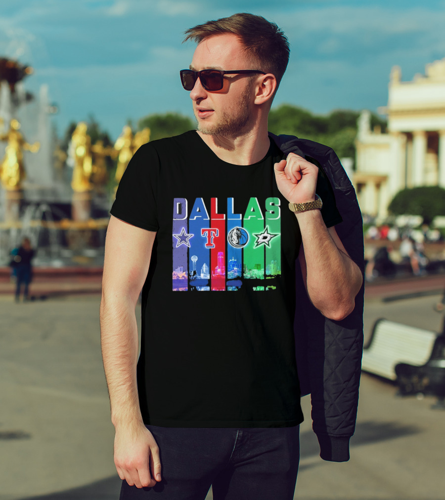 Dallas Retro Skyline Sports Teams Logo T-Shirt