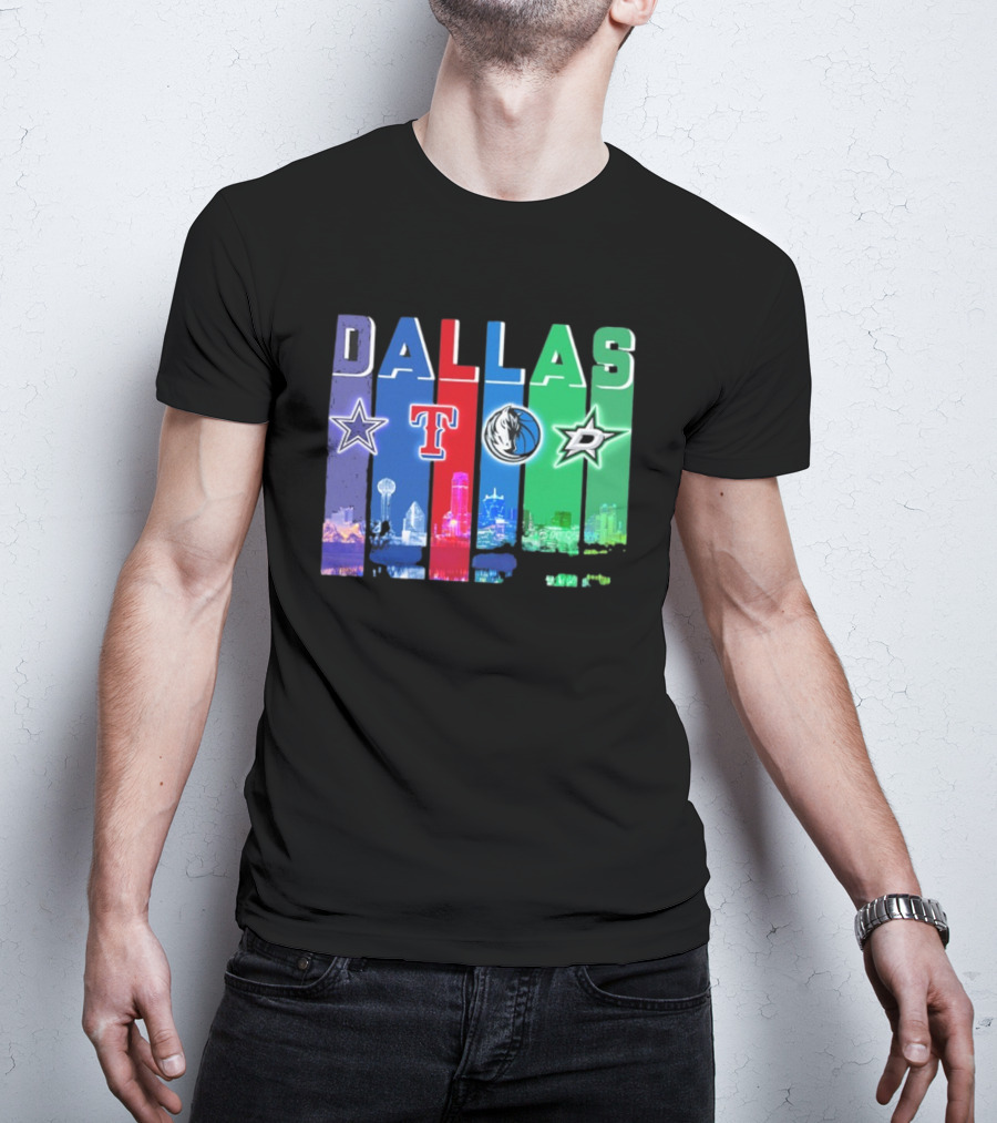 Dallas Retro Skyline Sports Teams Logo T-Shirt