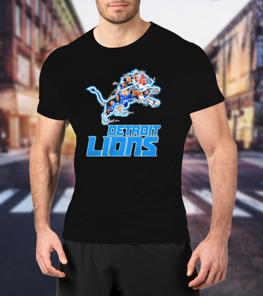 Detroit Lions Photos Coach Dan Campbell And Players Signatures T-Shirt