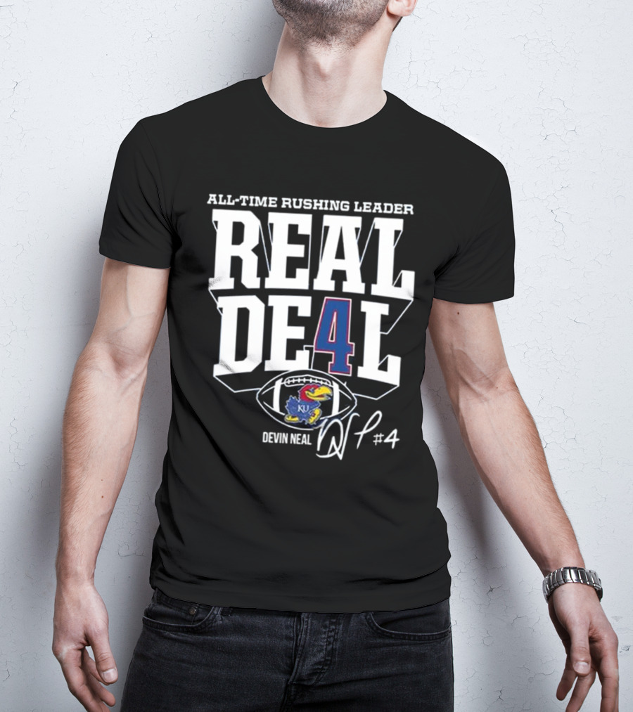 Devin Neal Jayhawks All-Time Rushing Leader Real Deal T-Shirt