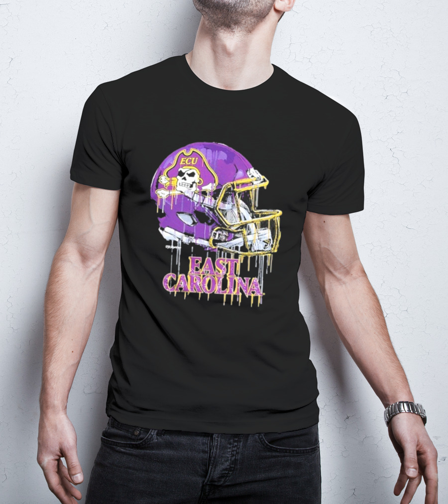 ECU Pirates Dripping Football Helmet T-Shirt