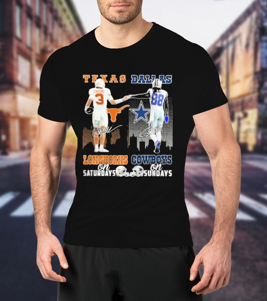 Ewers And Lamb Longhorns On Saturdays Cowboys On Sundays T-Shirt
