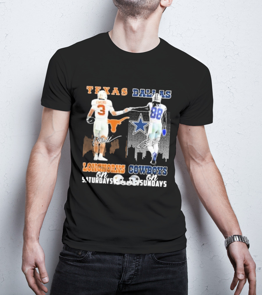 Ewers And Lamb Longhorns On Saturdays Cowboys On Sundays T-Shirt