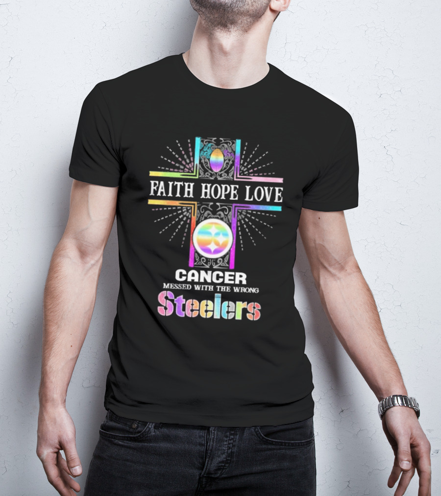 Faith Hope Love Cancer Messed With The Wrong Tampa Bay Buccaneers Pride T-Shirt