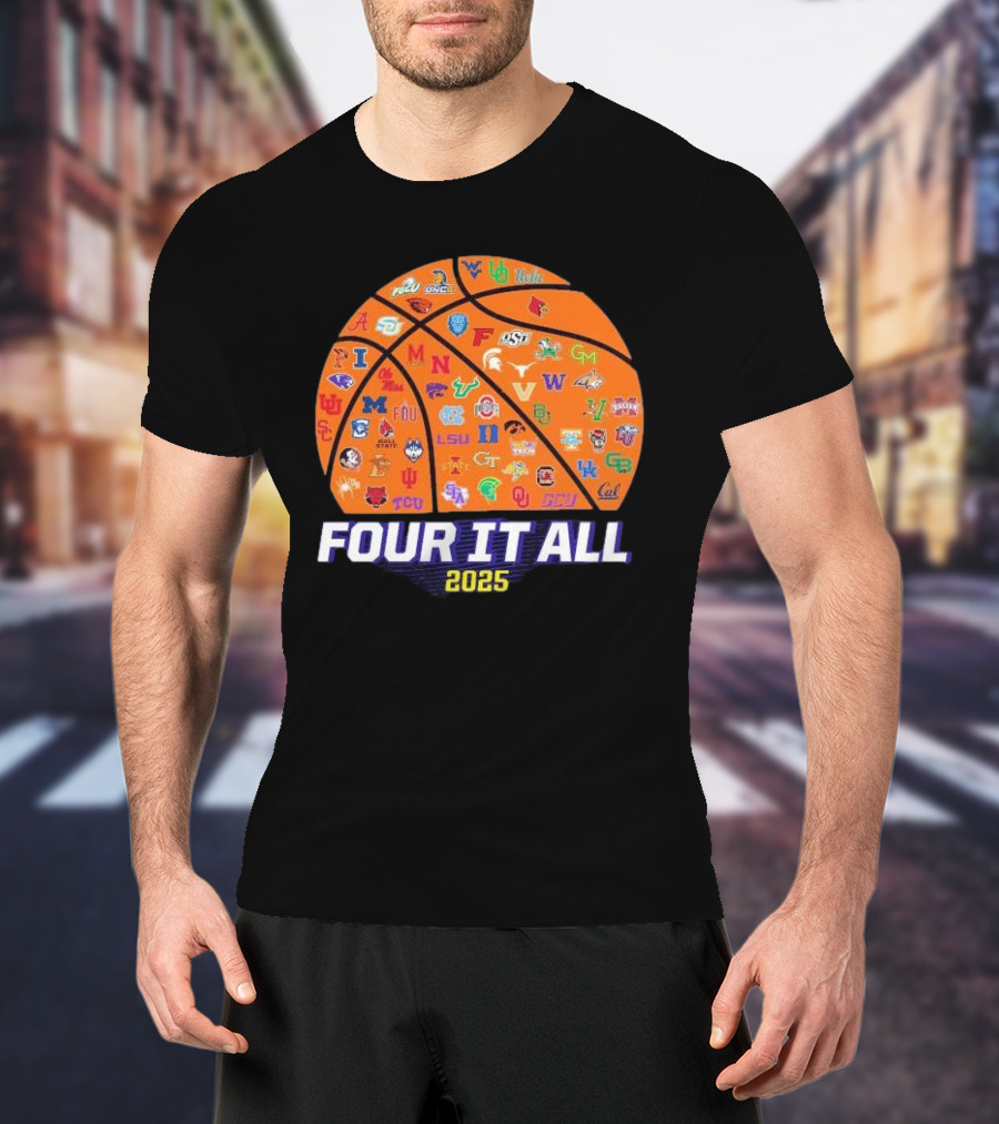 Four It All March Madness 2025 Women’s Basketball Logos T-Shirt