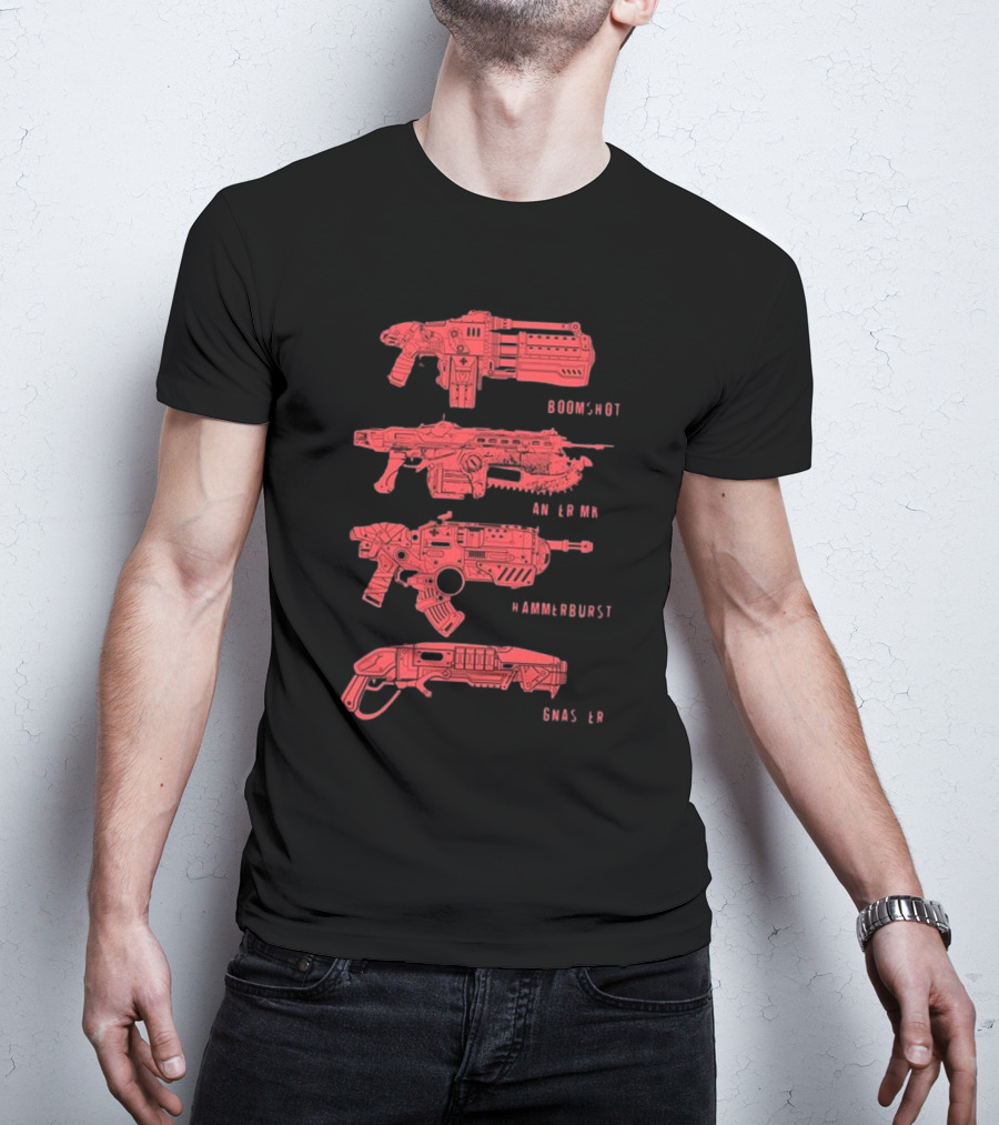 Gears Of War Boomshot Lancer Mk II Hammerburst Gnasher Weapon Stack T-Shirt