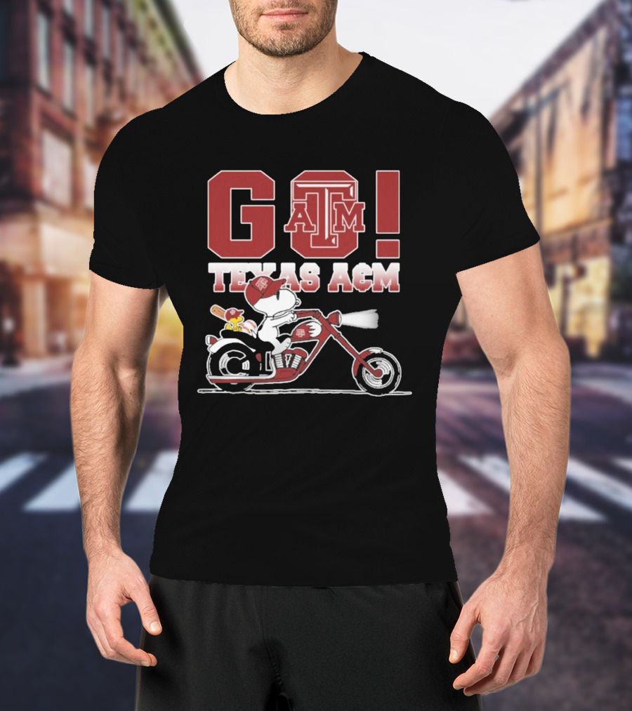 Go Texas A&m Snoopy Motoby T-Shirt