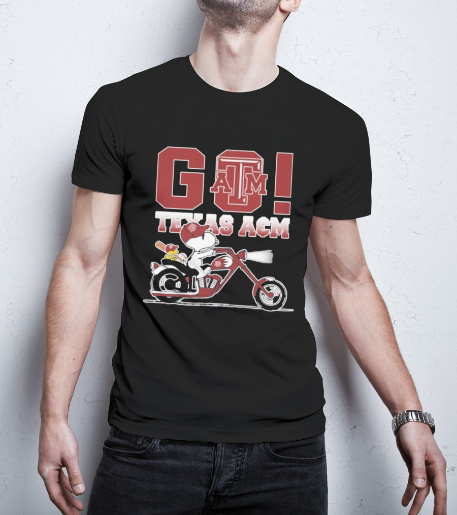 Go Texas A&m Snoopy Motoby T-Shirt