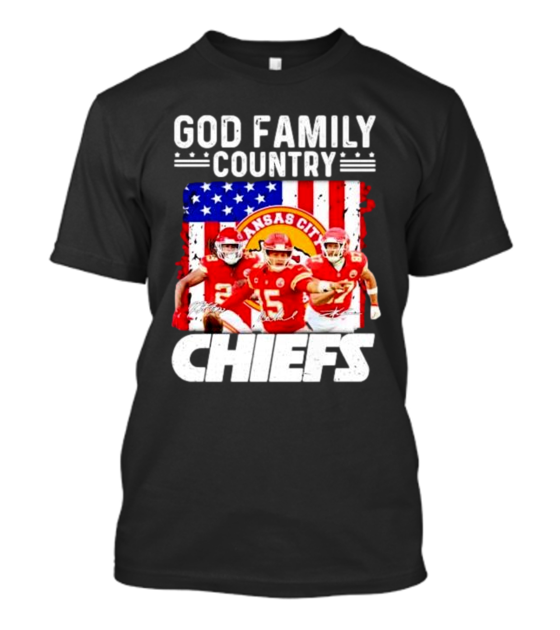 God Family Country Kansas City Chiefs Signatures T-Shirt