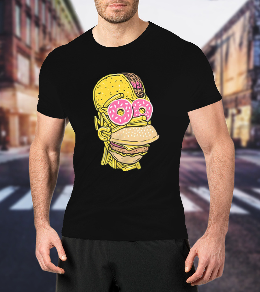 Homer Simpson And Junk Food Snack Head T-Shirt