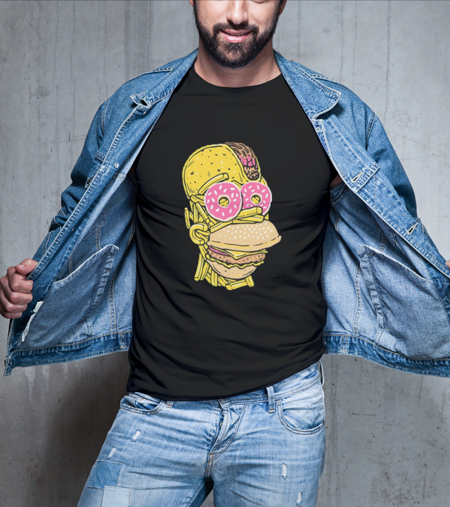 Homer Simpson And Junk Food Snack Head T-Shirt