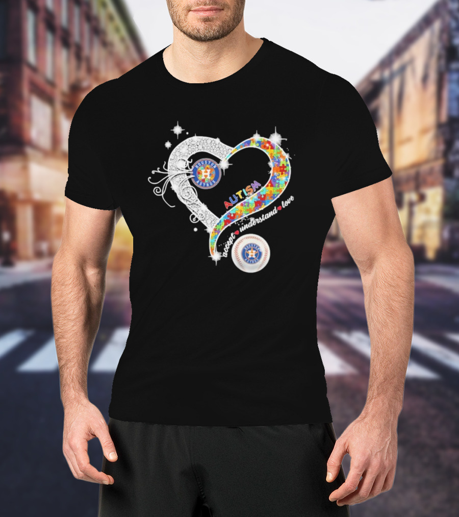 Houston Astros Autism Heart Accept Understand Love T-Shirt